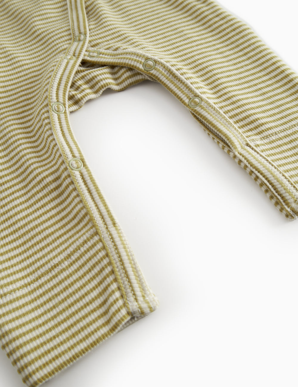 Green-striped baby jacket with a front closure