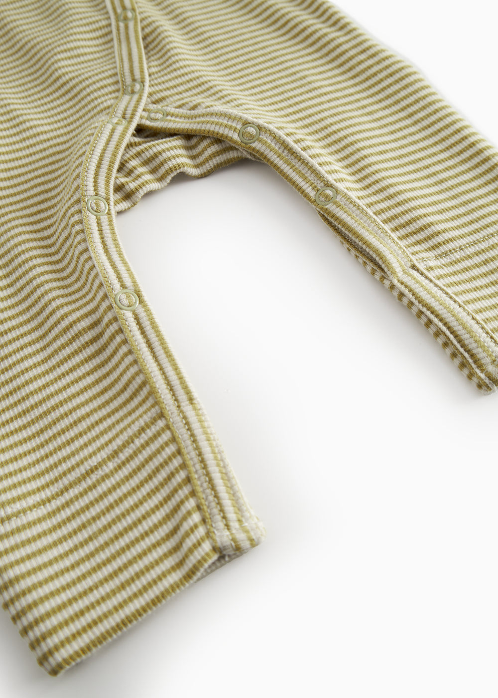 Green-striped baby jacket with a front closure