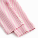 Red-striped pointelle pants for newborns.