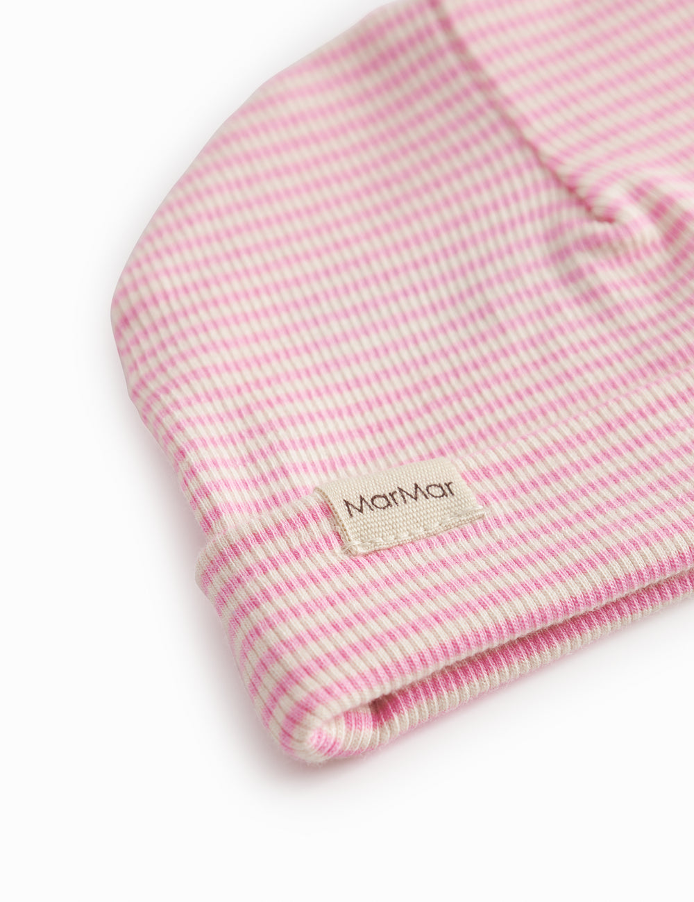 Striped baby hat in yellow and white rib