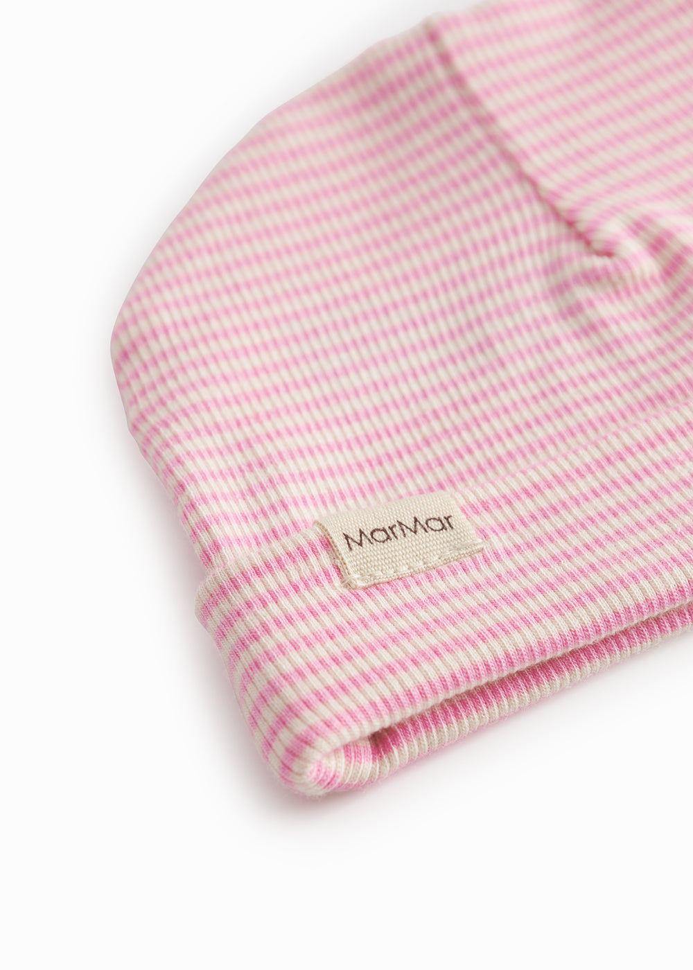 Striped baby hat in yellow and white rib