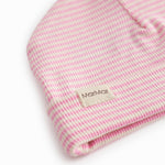 Striped baby hat in yellow and white rib