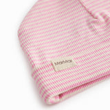 Striped baby hat in yellow and white rib