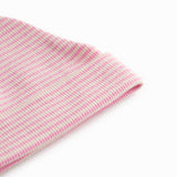 Striped baby hat in yellow and white rib