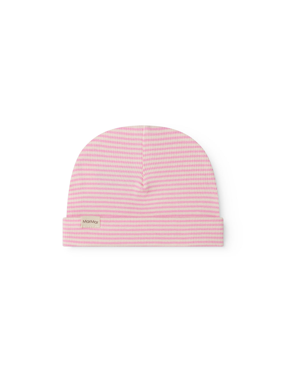 Striped baby hat in yellow and white rib