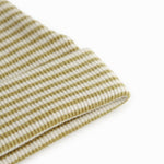 Green striped baby hat in rib