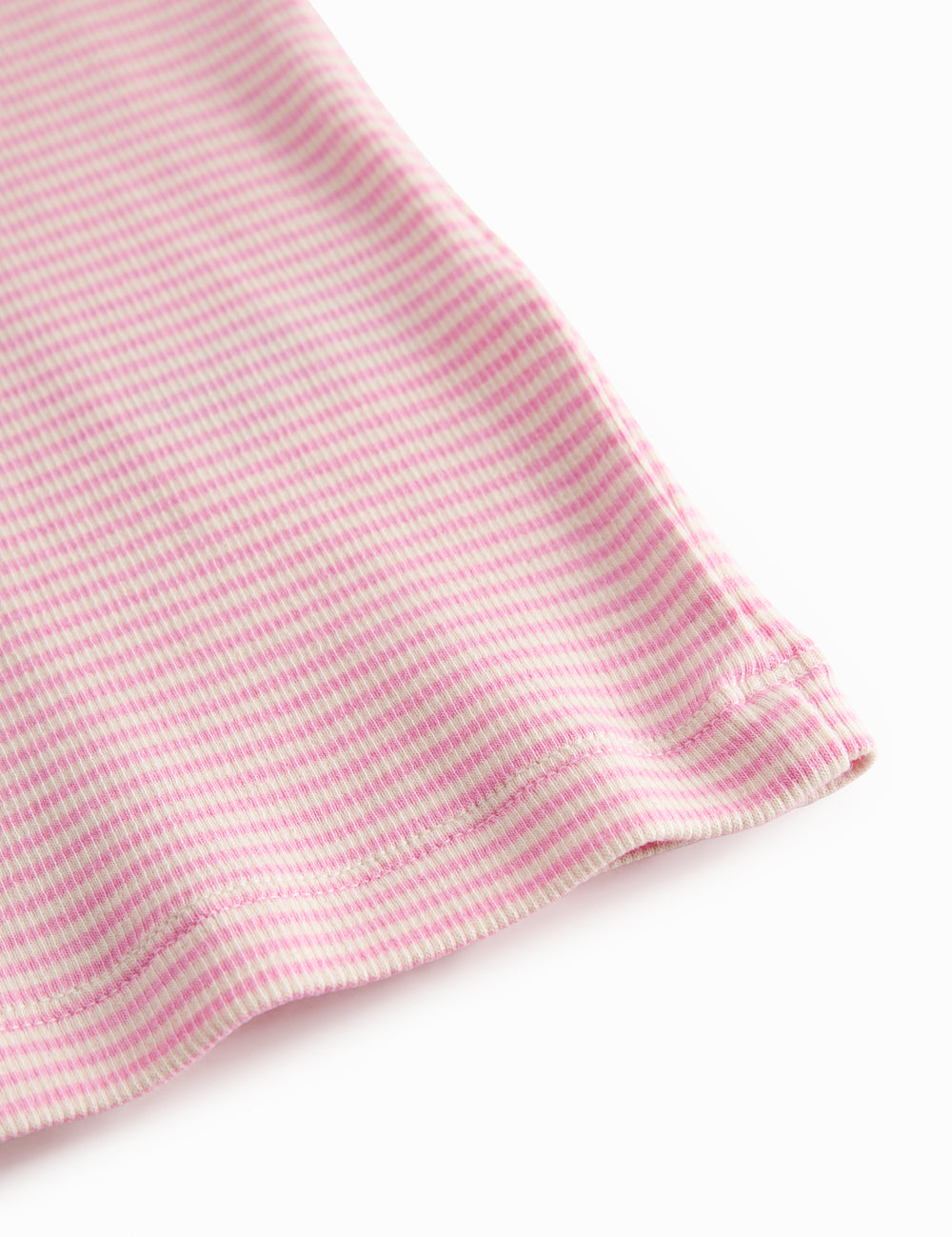 Short-sleeved children's t-shirt with bright red stripes.