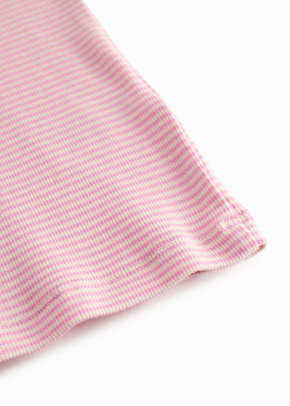 Short-sleeved children's t-shirt with bright red stripes.