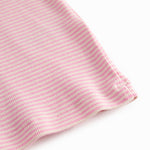 Short-sleeved children's t-shirt with bright red stripes.