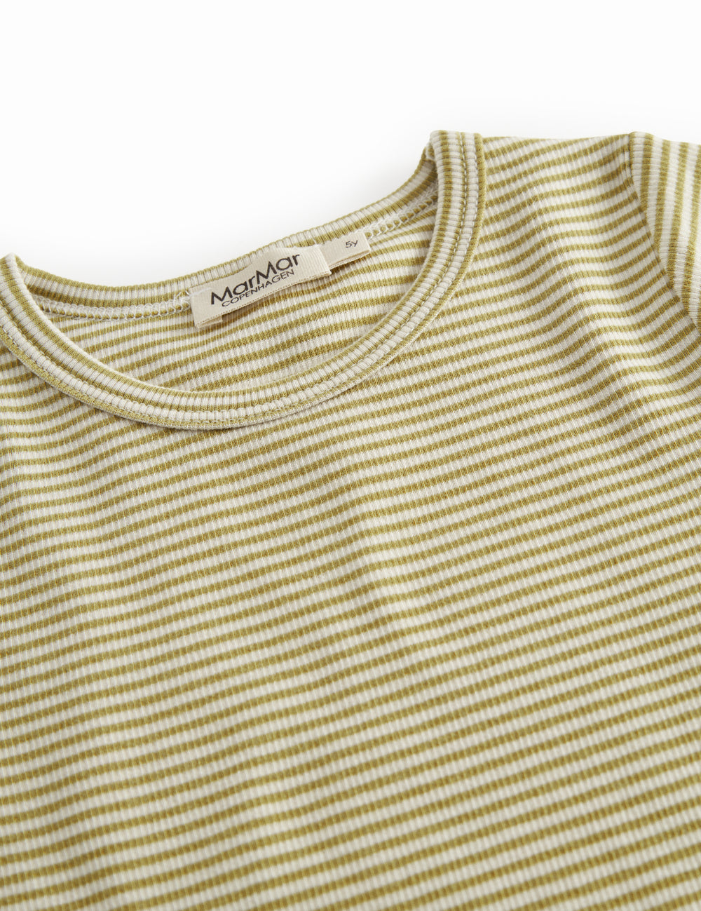 kortærmet børne t-shirt med grønne striber