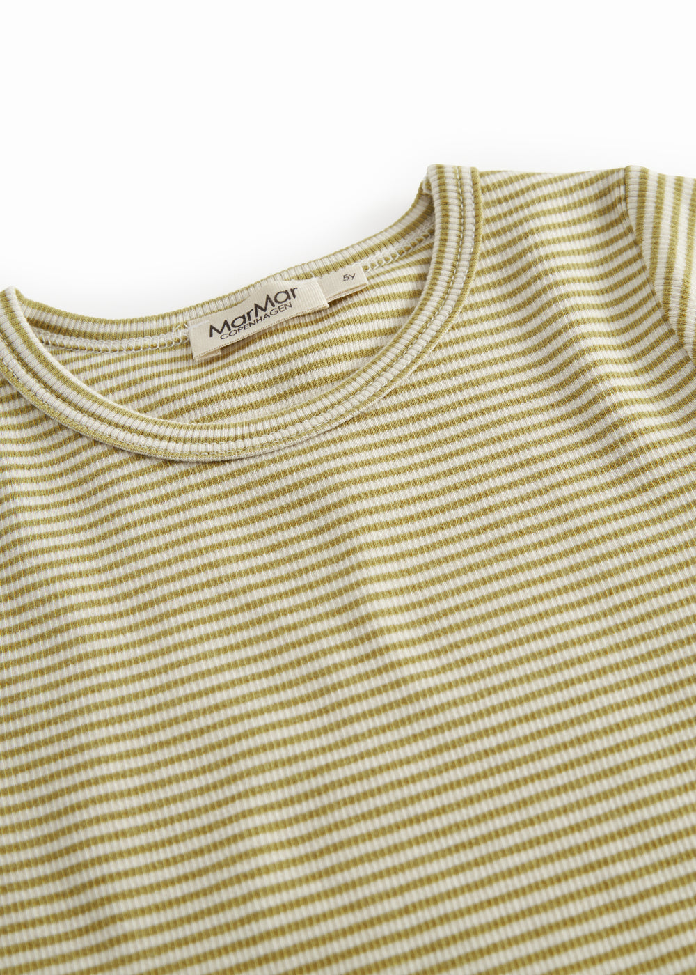 kortærmet børne t-shirt med grønne striber