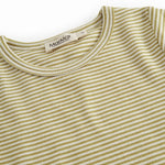 kortærmet børne t-shirt med grønne striber