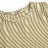 kortærmet børne t-shirt med grønne striber