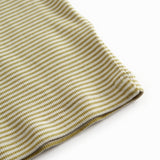 Short-sleeved children's t-shirt with green stripes.