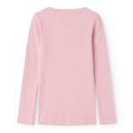 langærmet t-shirt til børn med lyserøde striber