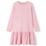 Red striped children's dress with long sleeves and a skirt.