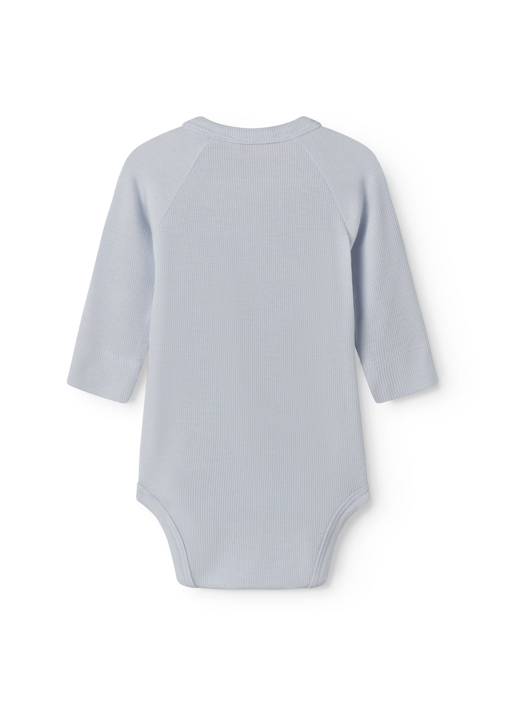 Langærmet lyseblå bodystocking til nyfødte med slå-om-lukning