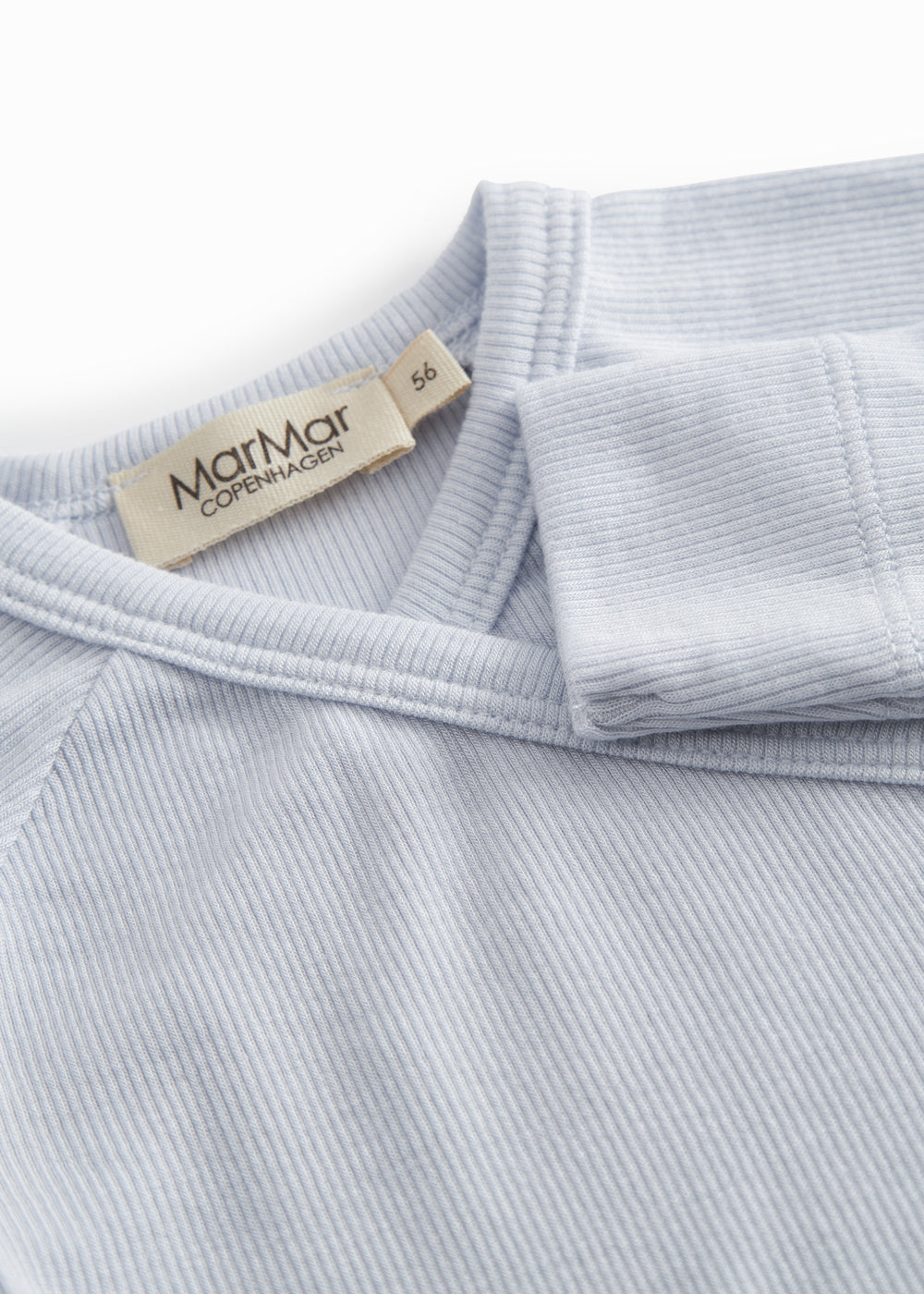 Light blue long-sleeved shirt for newborns with a wrap-around closure