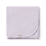 Light pink baby blanket with rounded corners and picot edges.