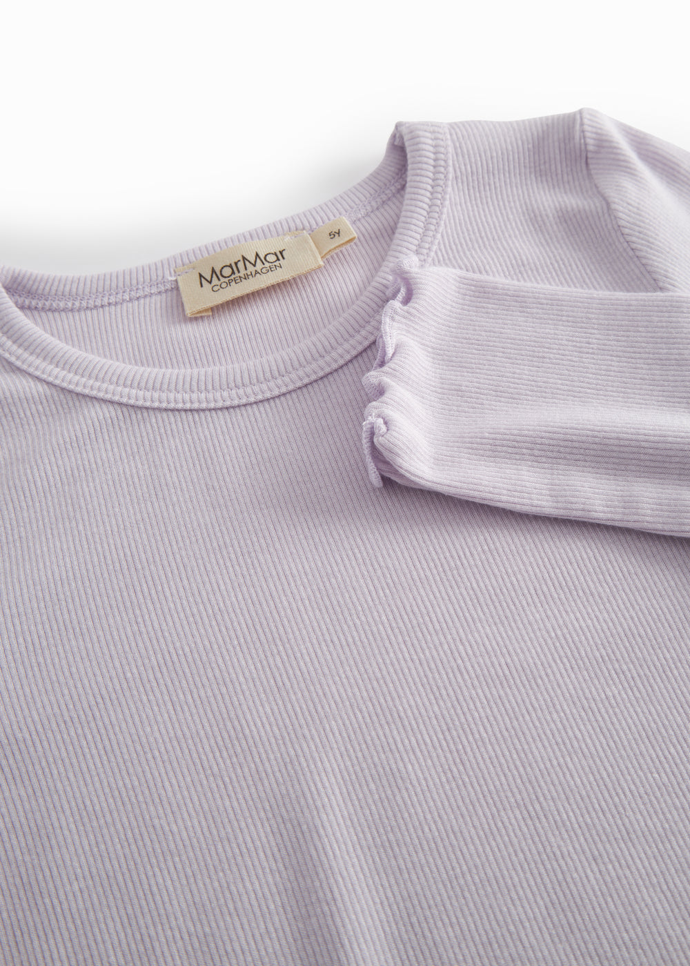 Lys lilla langærmet t-shirt til børn med flæsedetaljer