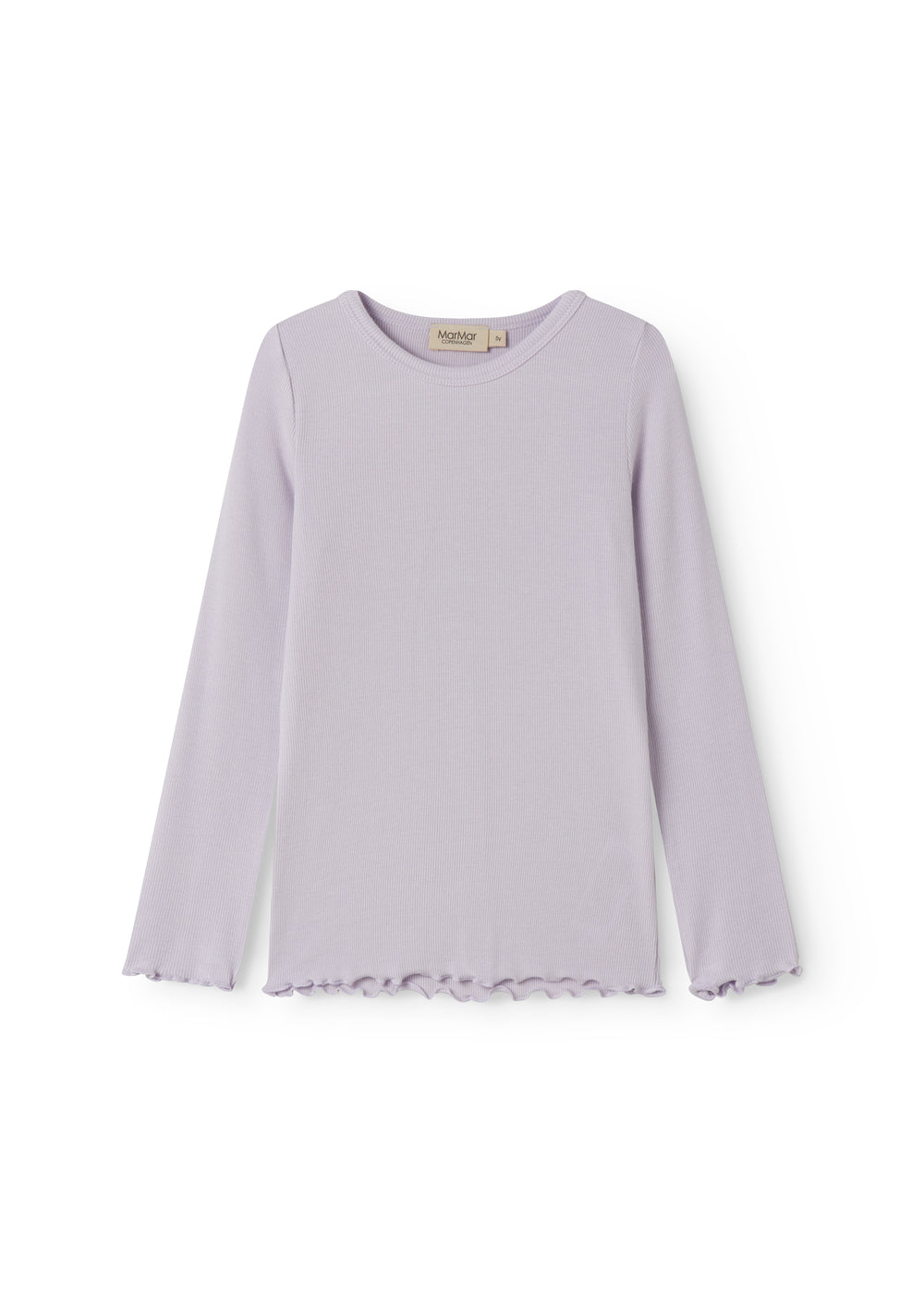 Light pink long-sleeved t-shirt for children with ruffles.