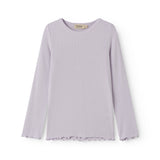 Light pink long-sleeved t-shirt for children with ruffles.