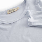 Lyseblå langærmet t-shirt til børn med flæsedetaljer