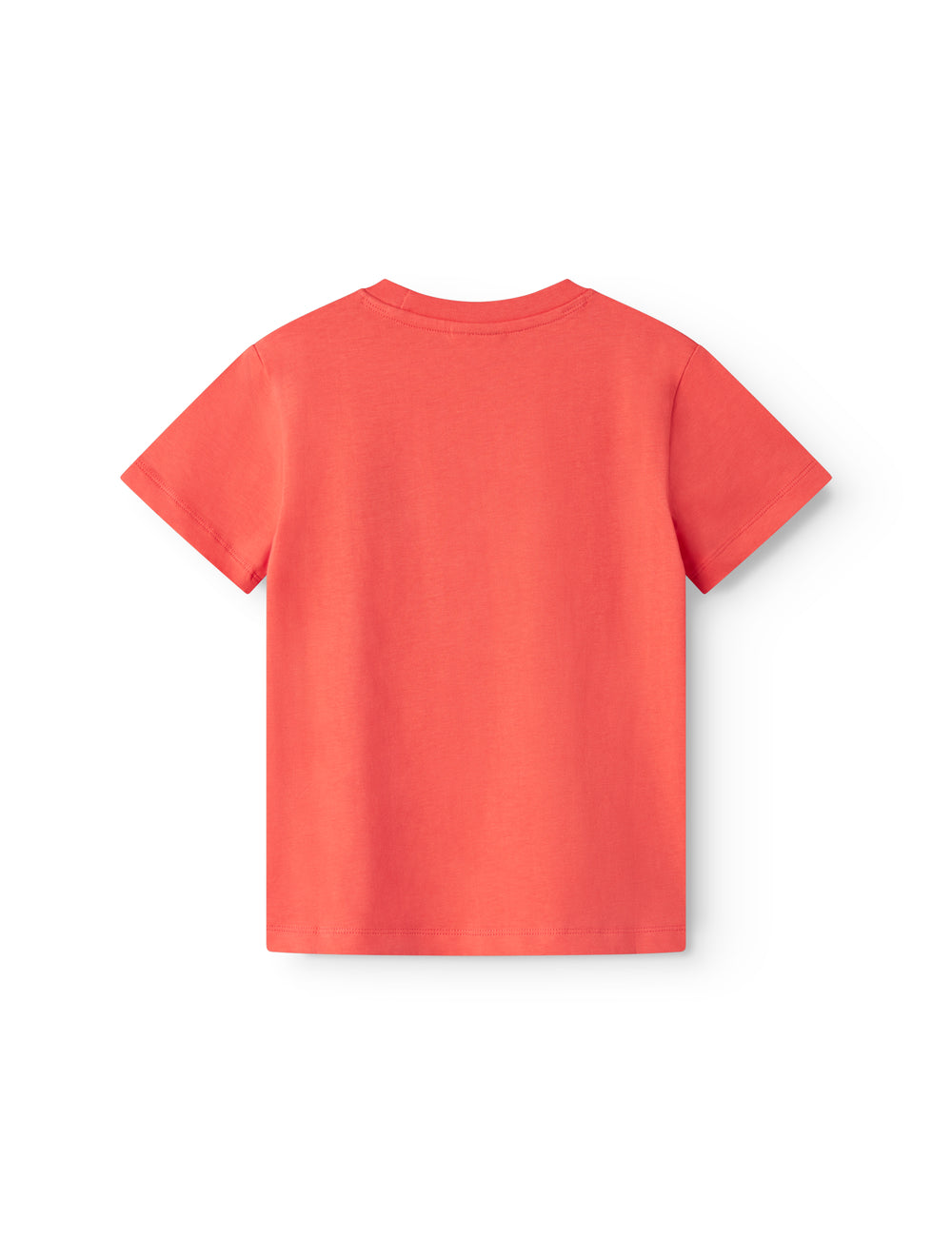 Orange børne-T-shirt med lille broderet frugtmotiv