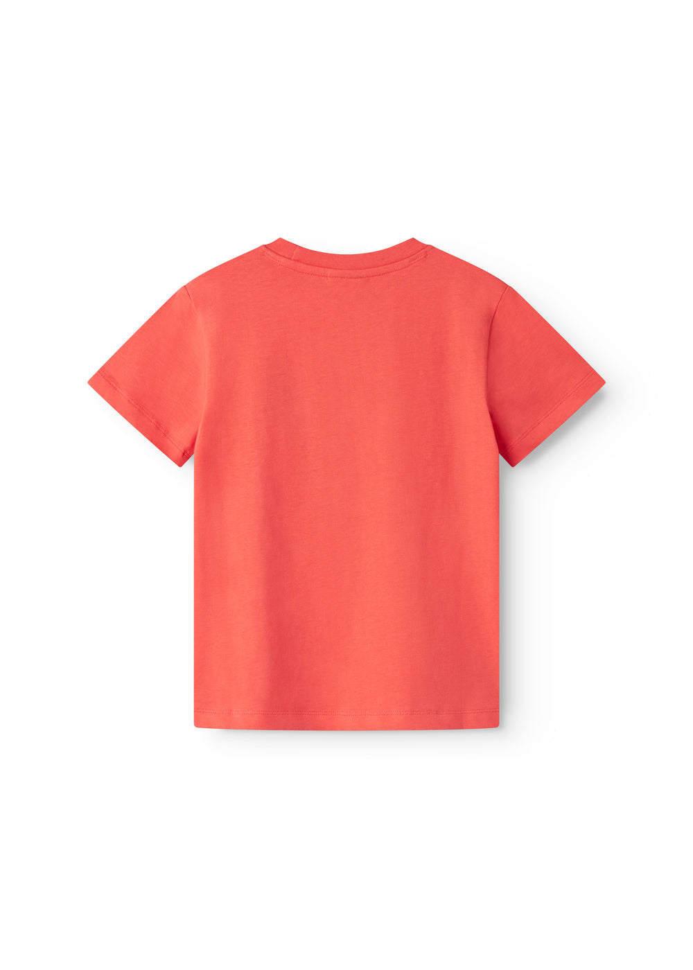 Orange børne-T-shirt med lille broderet frugtmotiv