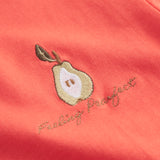Orange children's T-shirt with small embroidered fruit motif