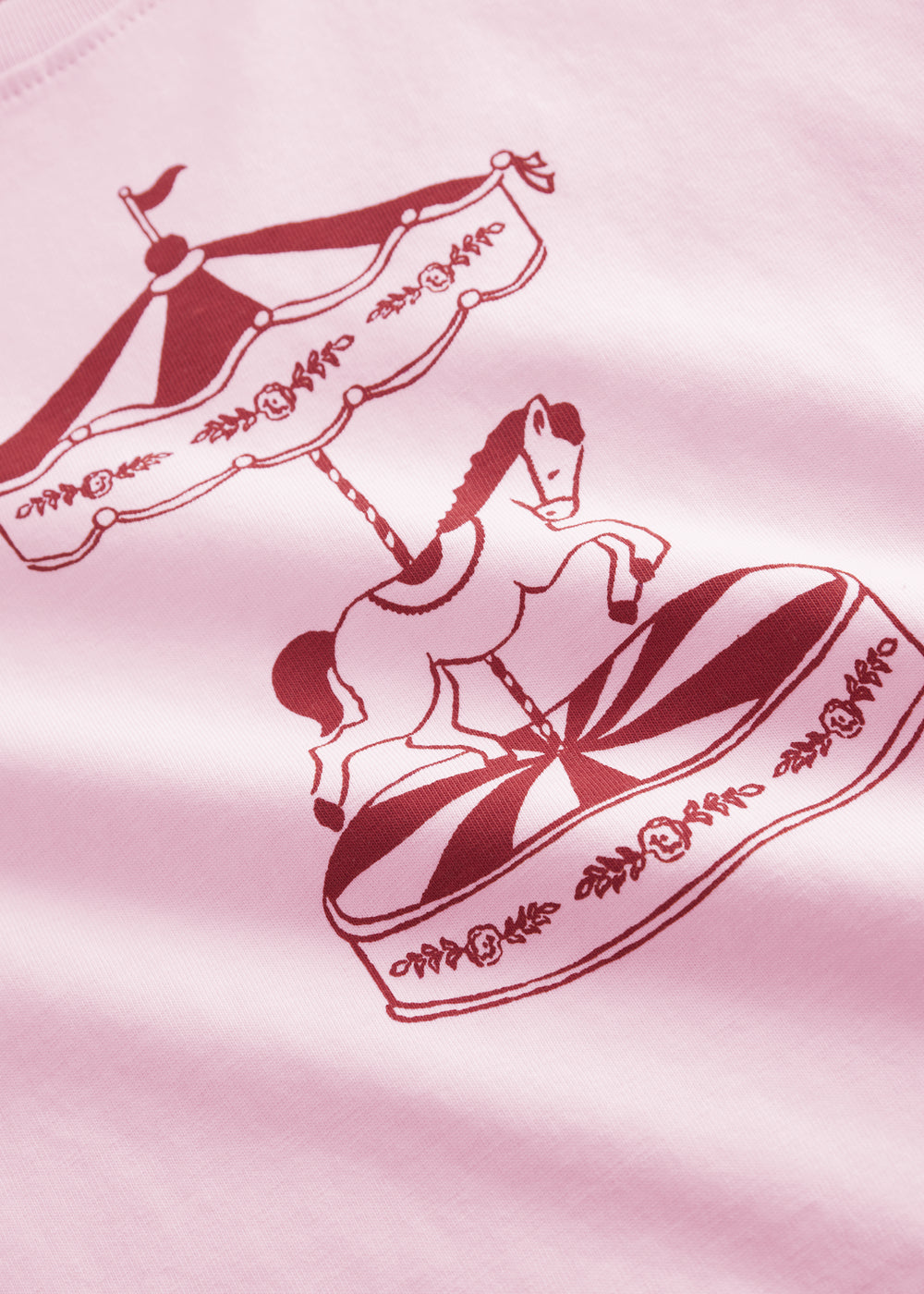 Red children's T-shirt with carousel print