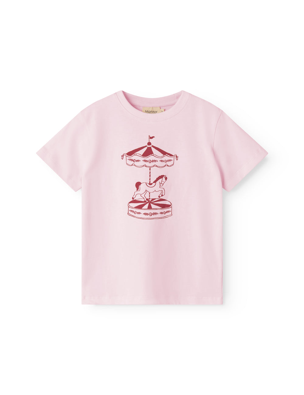 Red children's T-shirt with carousel print