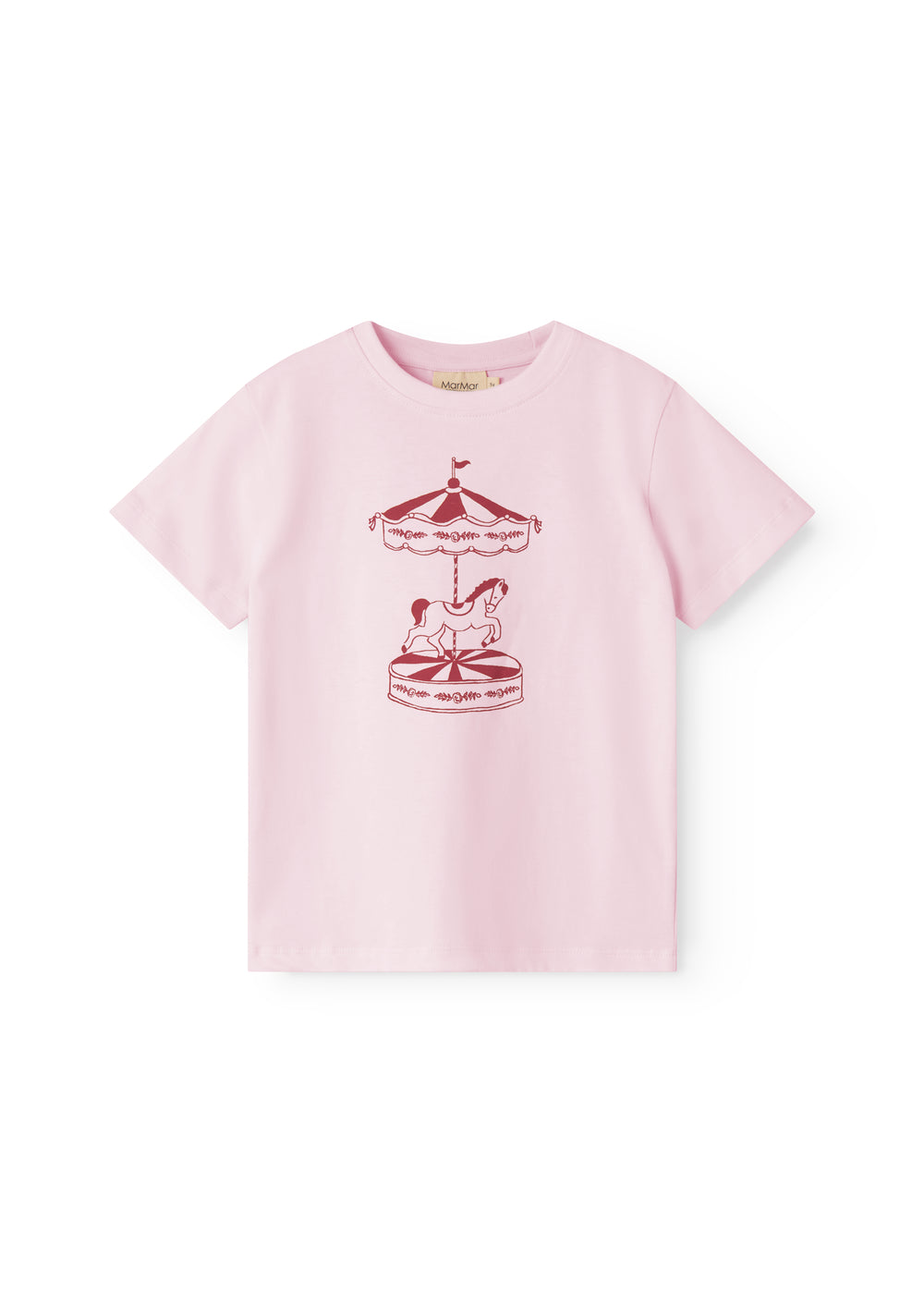 Red children's T-shirt with carousel print