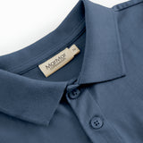 Kortærmet blå polo t-shirt til børn med krave og knaplukning