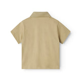 Kortærmet beige polo t-shirt til børn med krave og knaplukning