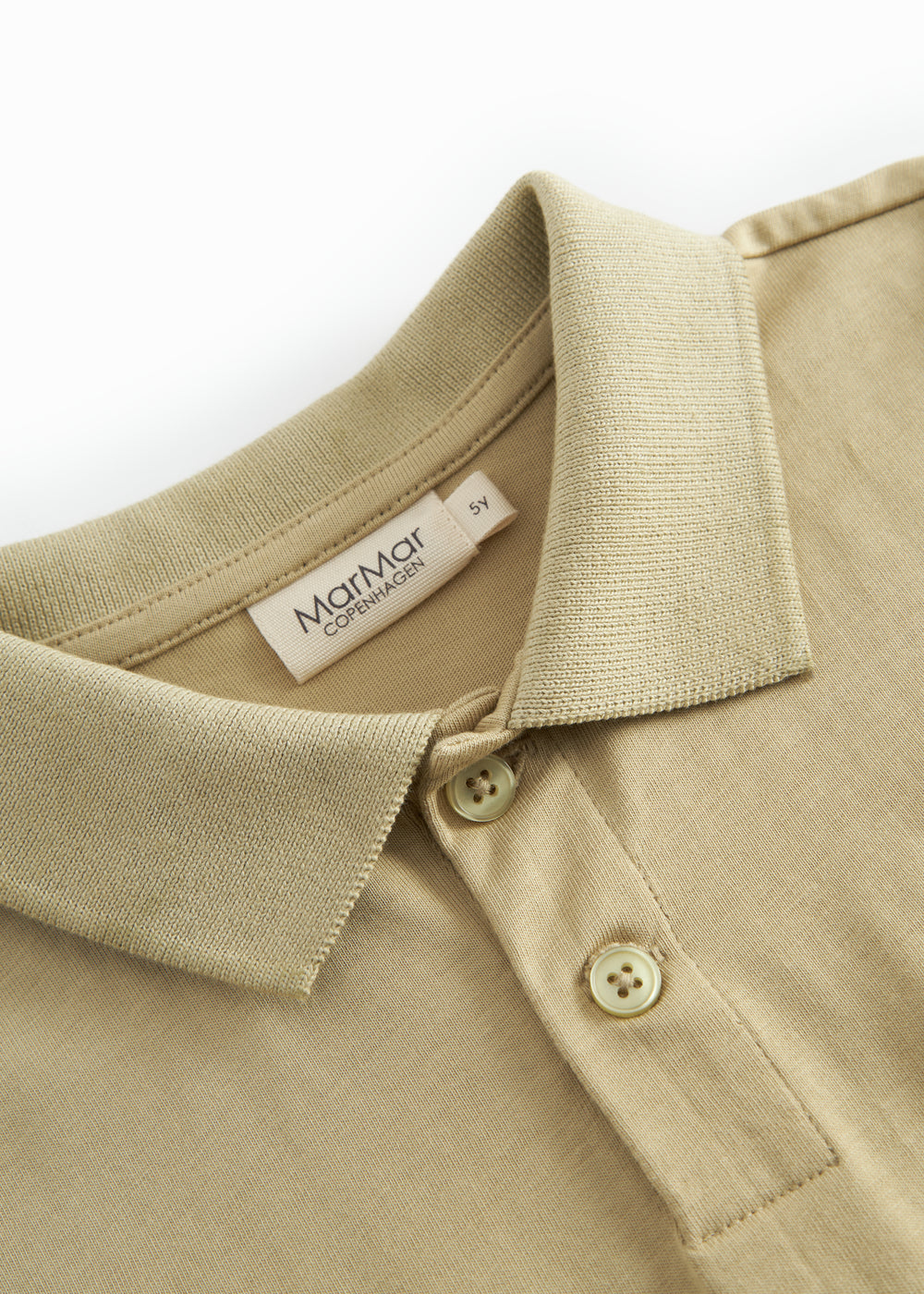 Kortærmet beige polo t-shirt til børn med krave og knaplukning