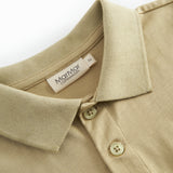 Kortærmet beige polo t-shirt til børn med krave og knaplukning