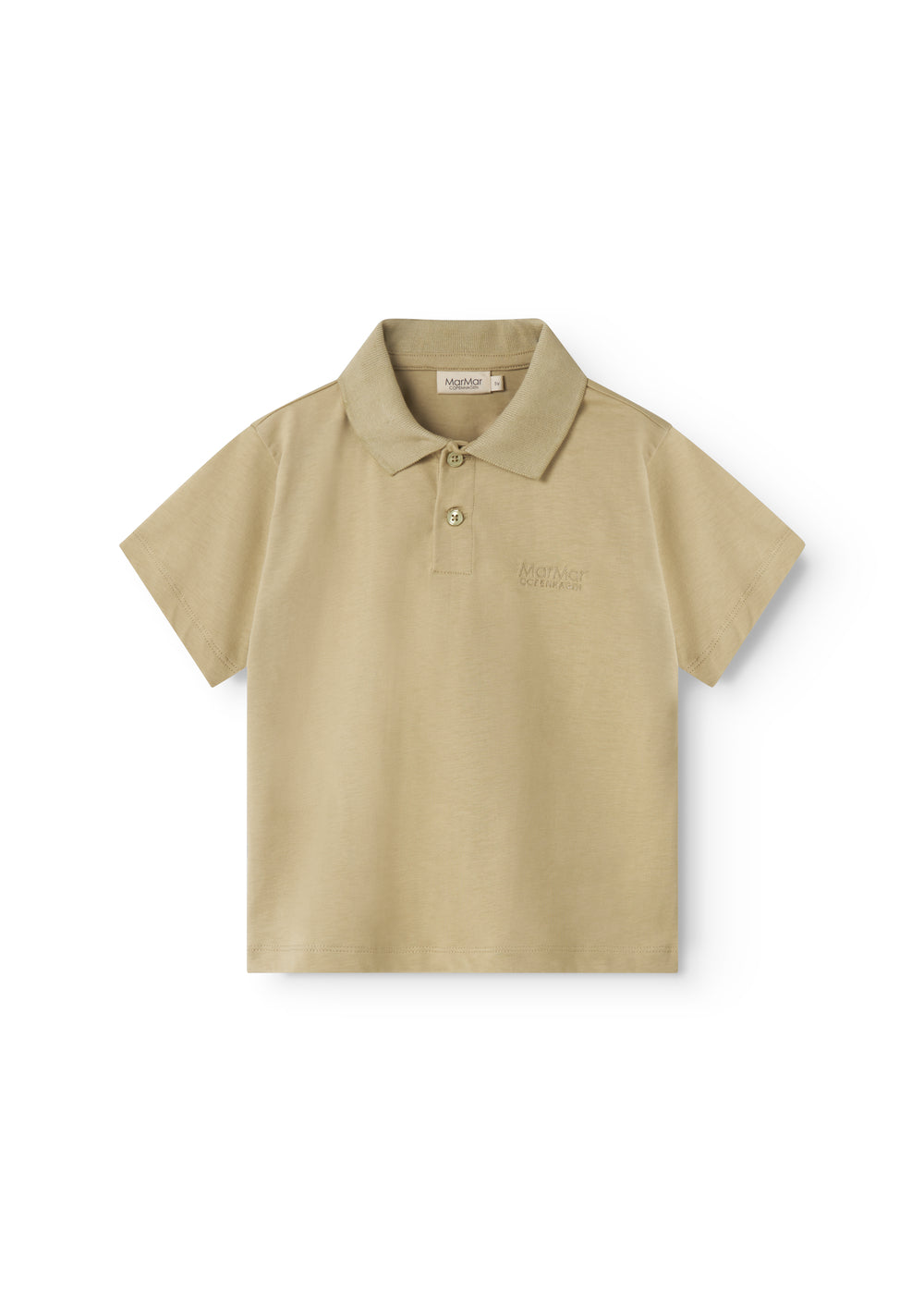 Short beige polo t-shirt for children with collar and button-up