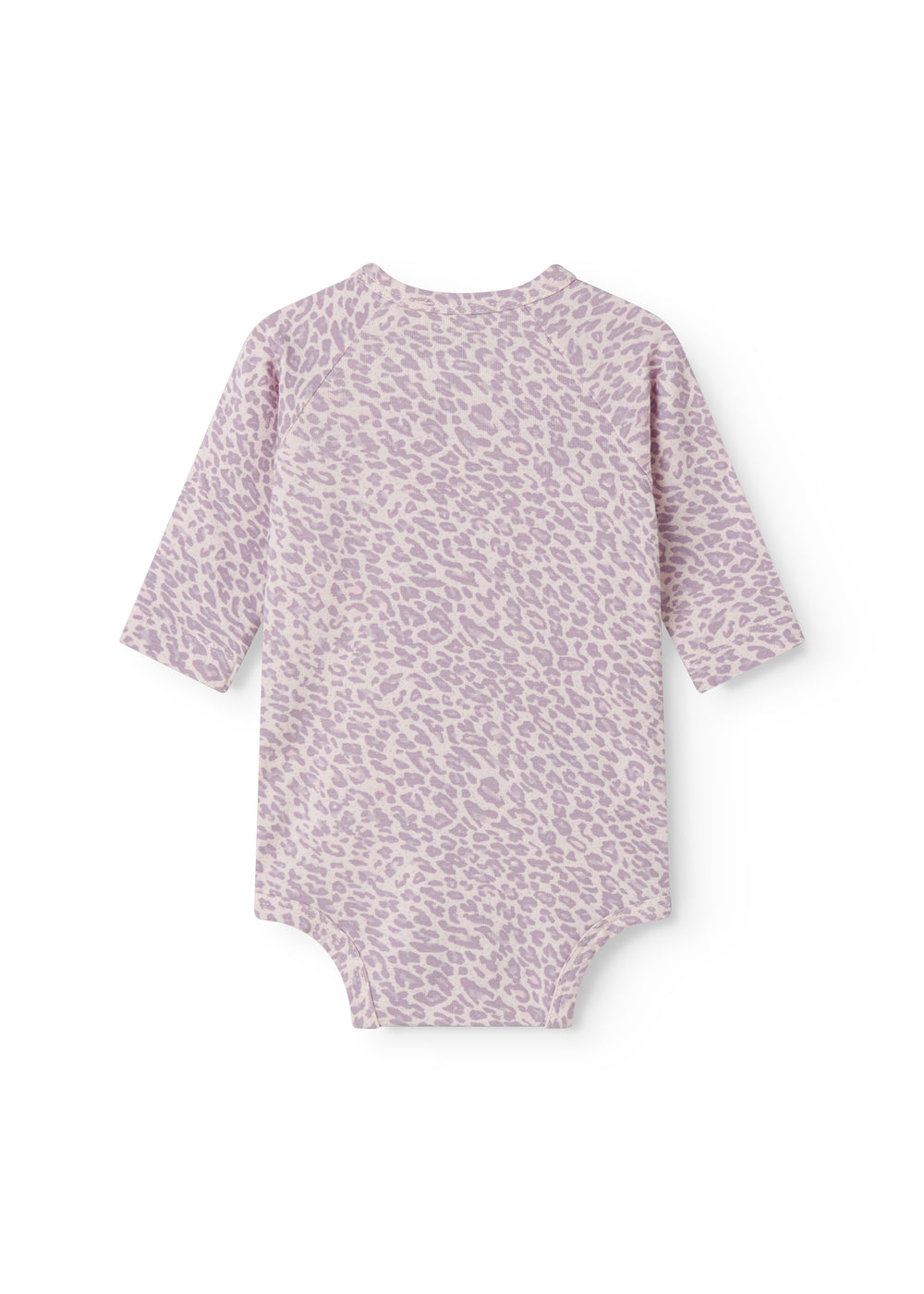 Lilla langærmet leopard bodystocking til nyfødte
