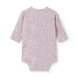 Lilla langærmet leopard bodystocking til nyfødte