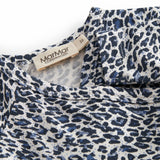 Blue long-sleeved leopard bodystocking for newborns