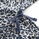 Blue long-sleeved leopard bodystocking for newborns