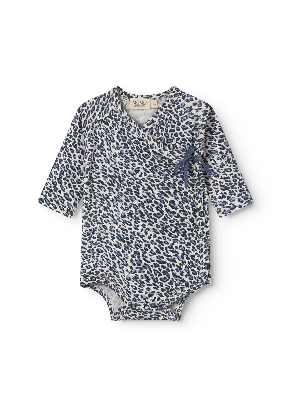 Blue long-sleeved leopard bodystocking for newborns