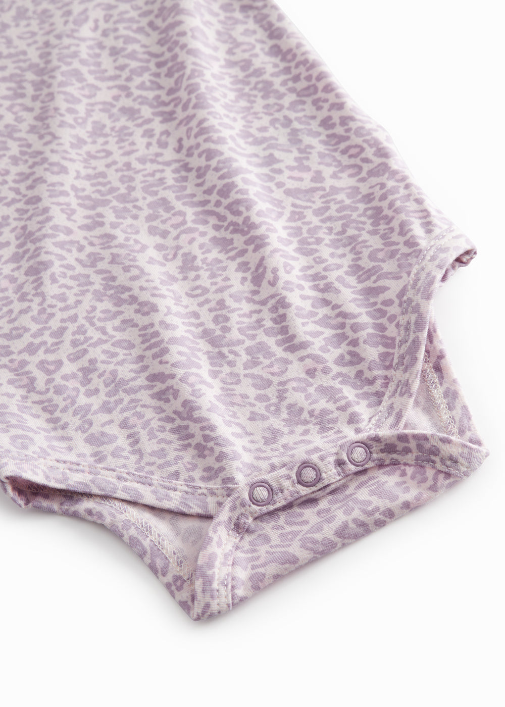 Pink short-sleeved leopard baby bodystocking