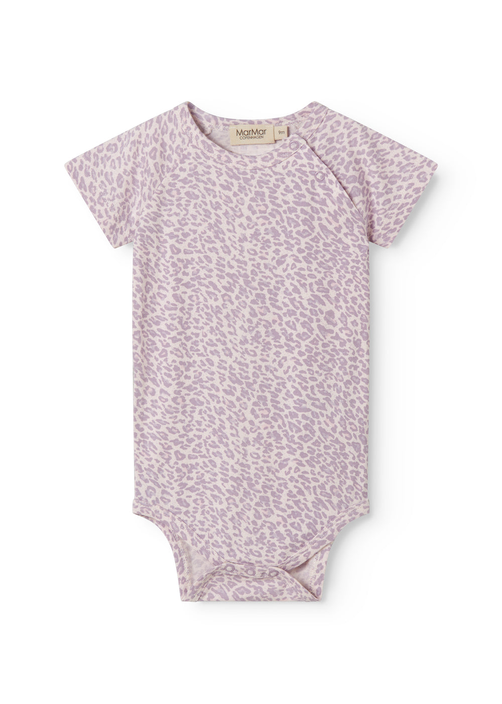 Pink short-sleeved leopard baby bodystocking