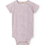 Pink short-sleeved leopard baby bodystocking