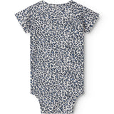 Blå kortærmet leopard baby bodystocking