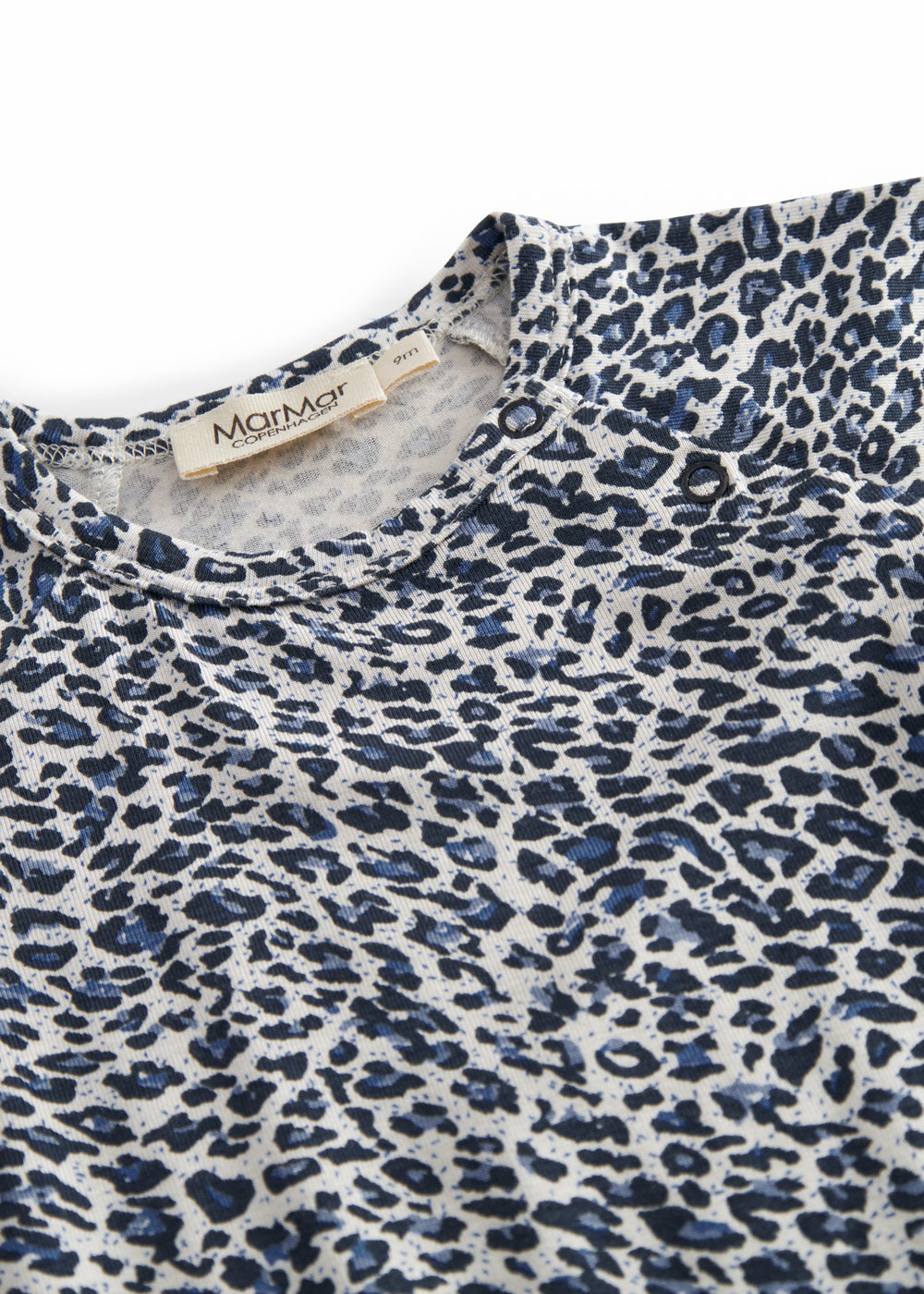 Blue short-sleeved leopard baby bodystocking