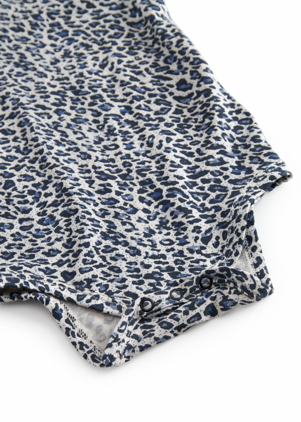 Blue short-sleeved leopard baby bodystocking