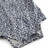 Blue short-sleeved leopard baby bodystocking